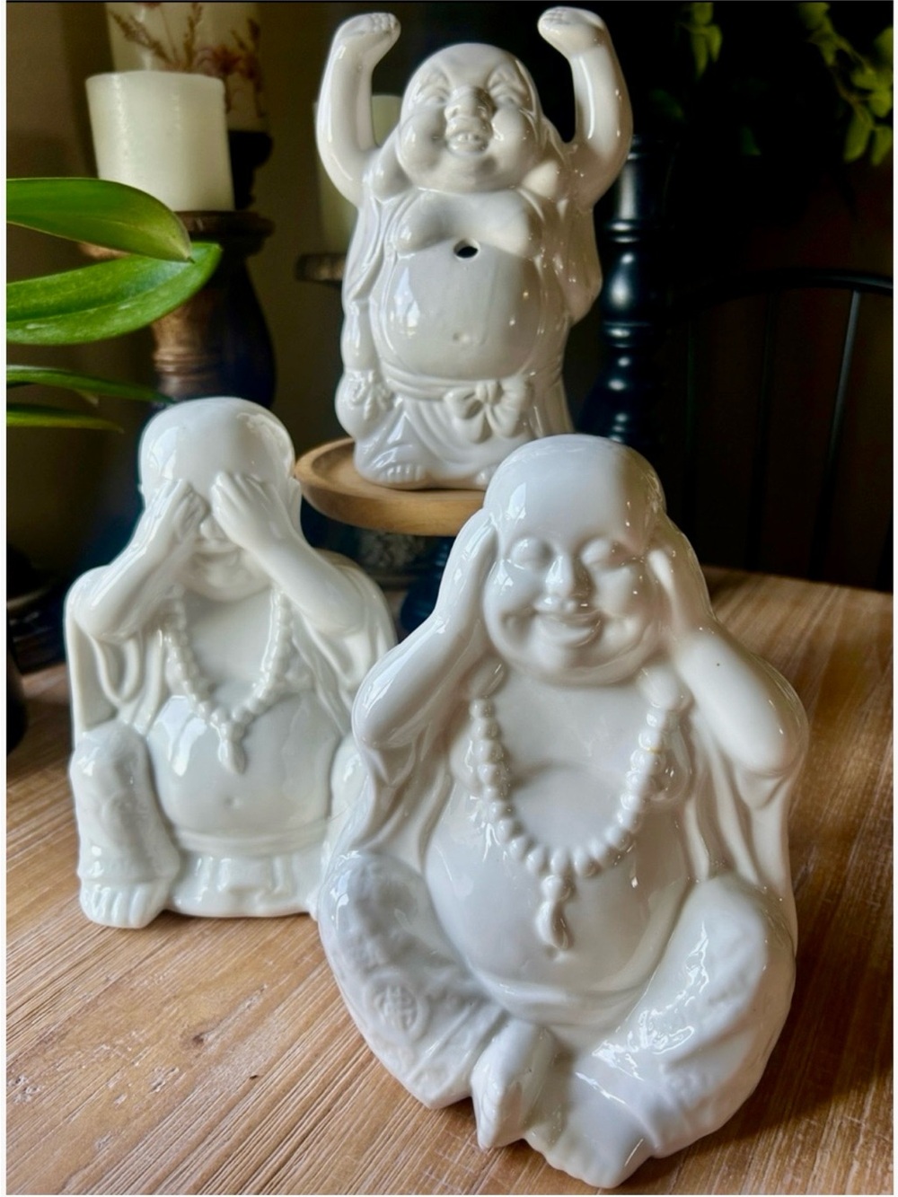 3 Happy Buddha Vintage Mug See No Evil & Hear No Evil Fun Feng Shui Home Decor